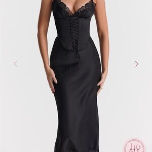 House of CB Satin Slip Black Lace Trim Dress size Small